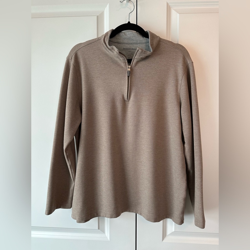 Mizzen+Main Men’s ProFlex Quarter Zip Mocha Heather (Size L)
